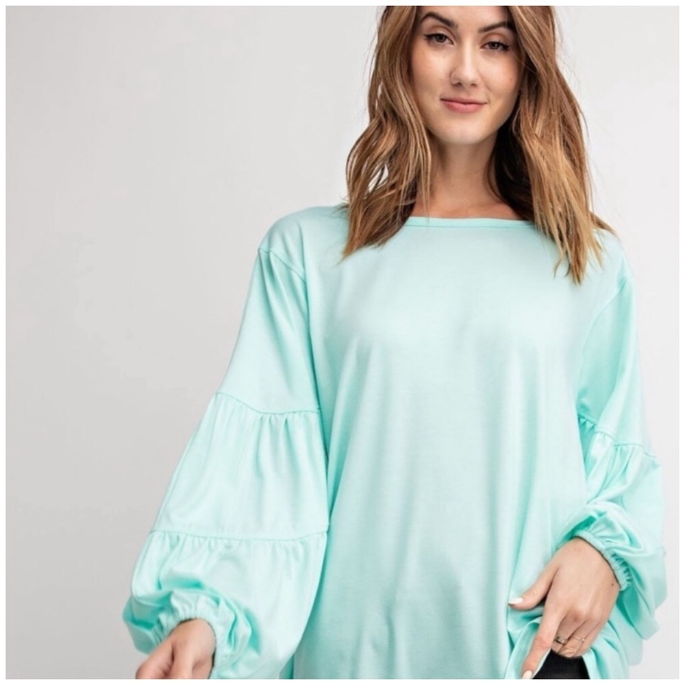 ❄️LAST1️⃣//NILE BLUE PUFFY SLEEVES TOP